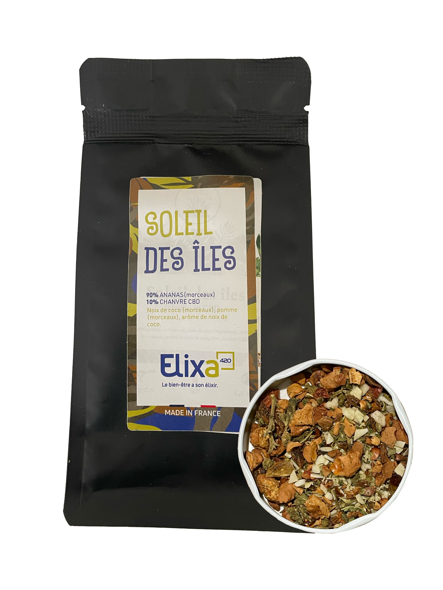 Infusion CBD Bio Soleil des Îles (50 g) – Évasion Tropicale et Détente