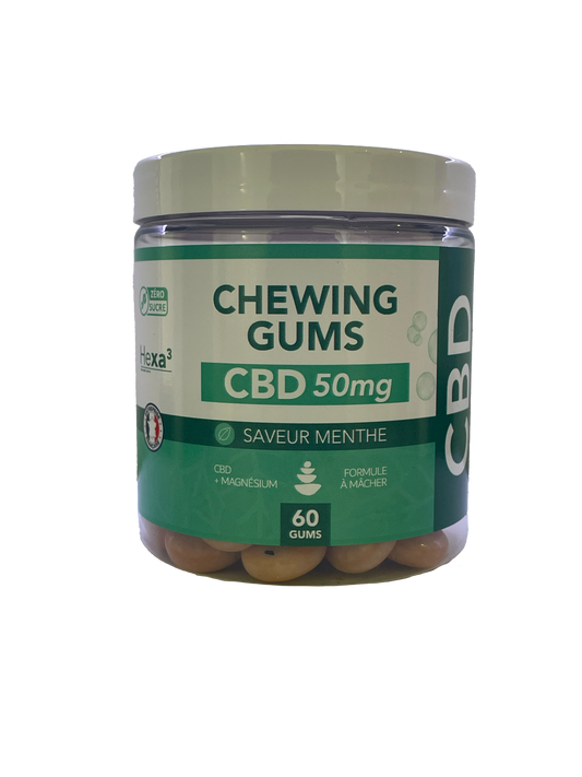 Chewing-Gums CBD 50 mg Hexa3 – Détente & Bien-Être à la Menthe Fraîche