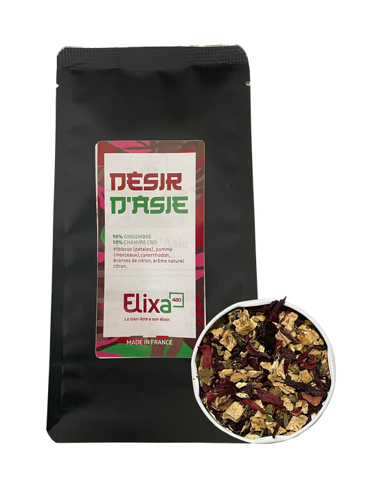 Infusion CBD Bio Désir d’Asie (50 g) – Énergie et Détente Exotique
